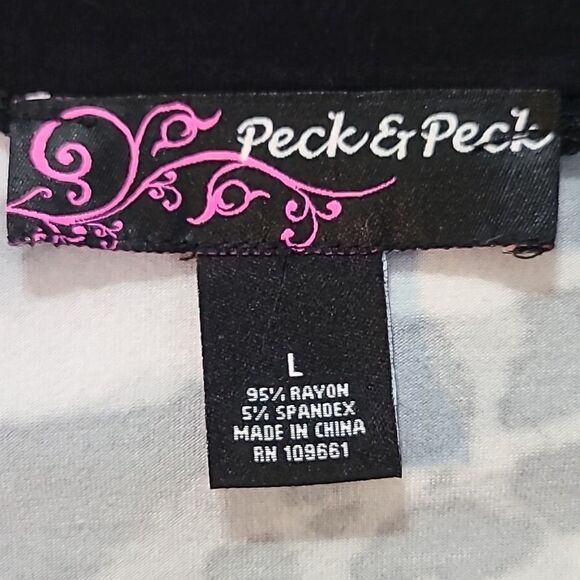 Peck & Peck Sleeveless Top, Longer on Sides, Silver Studded Neckline, Sz Large - Picture 8 of 8